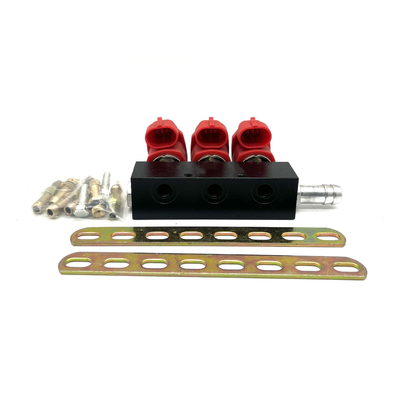 Red Gas Fuel LPG CNG Injector Rail Łatwa instalacja dla 3-cylindrowego silnika